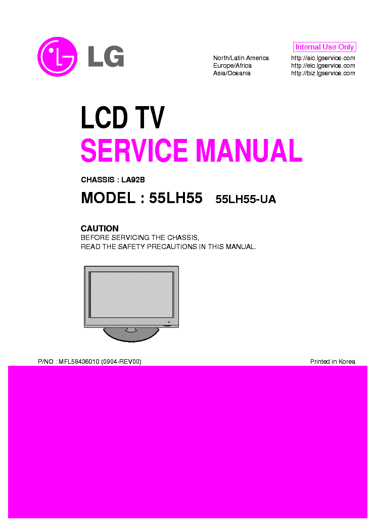 LG 55LH55[-UA] CHASSIS LA92B service manual (1st page)